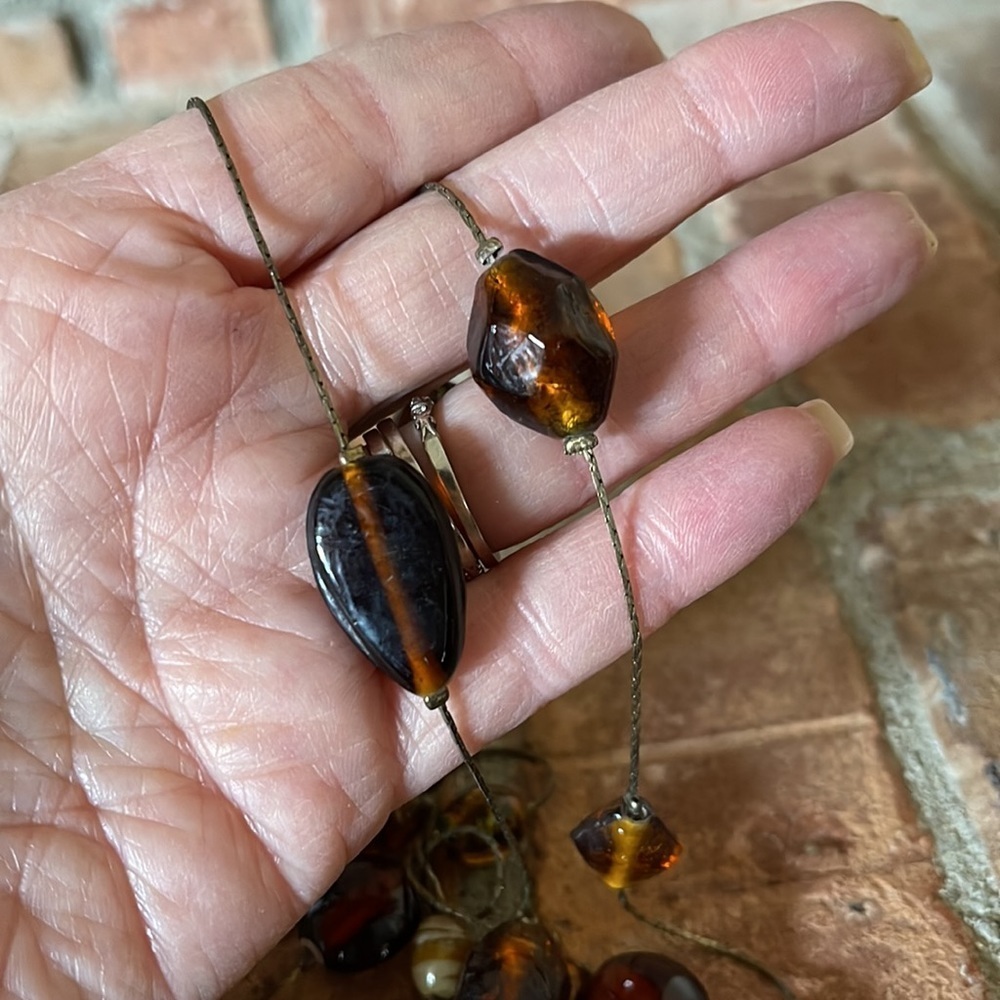 NEW Banana Republic Amber Cat's Eye Long Necklace - Picture 3 of 5